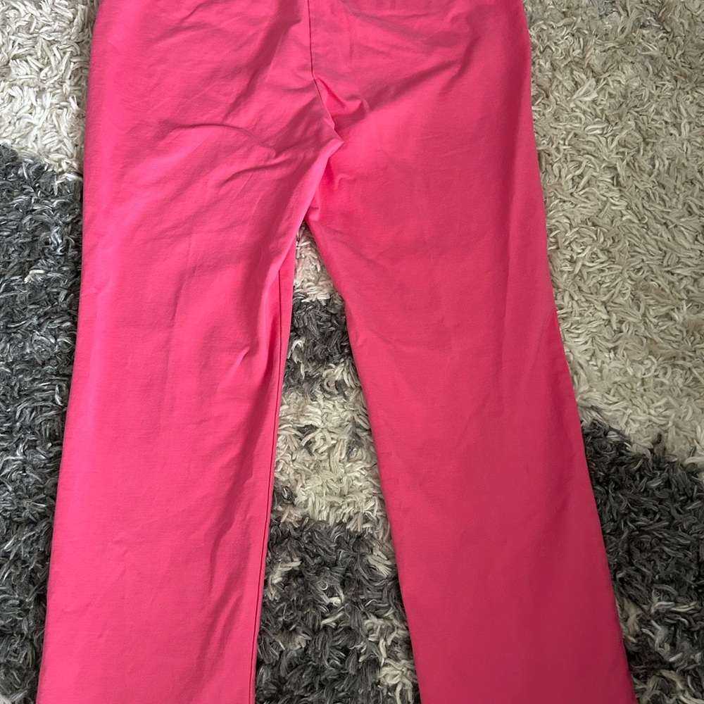 Boden Women Pants Sz 16 L Tall Pink Mid Rise Ponte Straight Leg Trousers Pockets - Picture 4 of 8